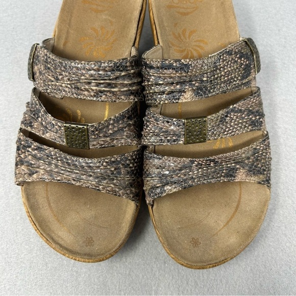 Abeo Darcy Sz 7 Dress Sandal Wedge Platform Slide Adjustabl Snake Print Leather - Picture 6 of 12